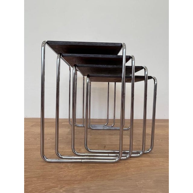 Bauhaus Chrome B9 Nesting Tables by Marcel Breuer, 1947, Set of 4 For Sale - Image 9 of 12