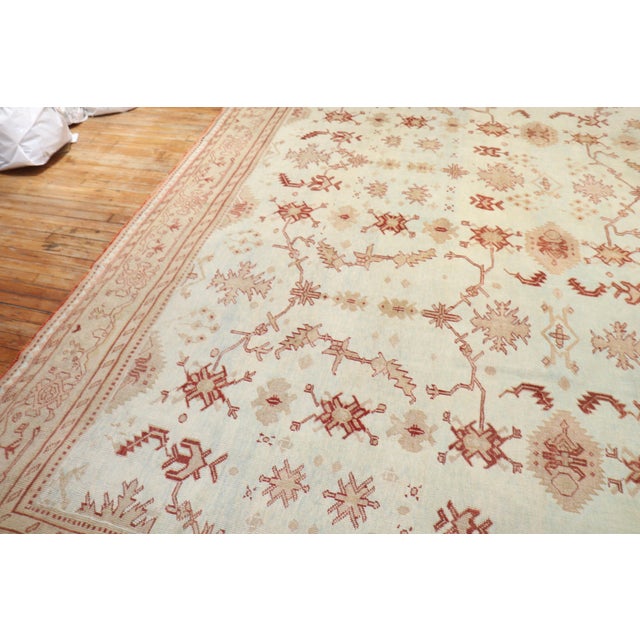 Traditional Oversize Antique Zabihi Collection Turkish Oushak Light Blue Decorative Rug - 3'7" x 18'5" For Sale - Image 3 of 12