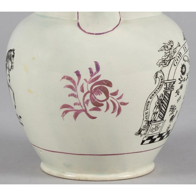 Ceramic Early 19th Century English Pearlware Pink Lustre Masonic Jug For Sale - Image 7 of 10