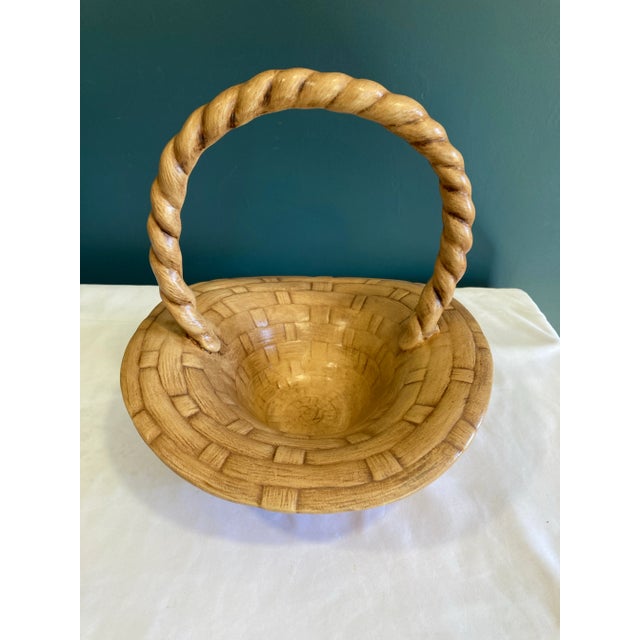 American 1950’s Hand Painted Ceramic Basket For Sale - Image 3 of 7