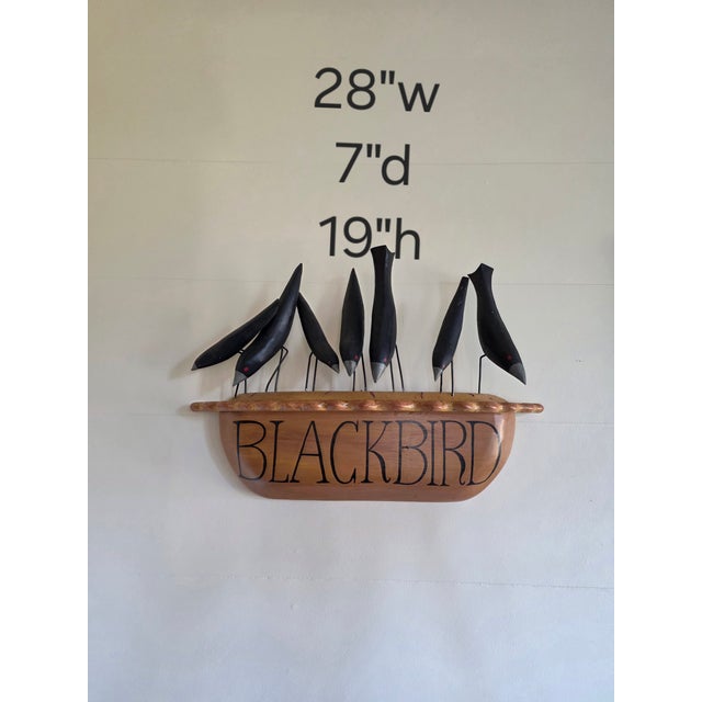 Folk Art Black Bird Pie Wall Sculpture For Sale In San Antonio - Image 6 of 7
