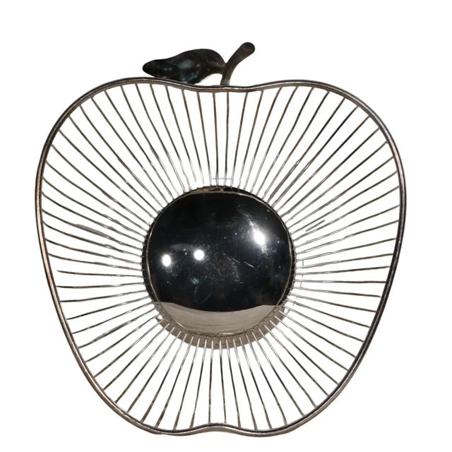 Metal Silver Plate Wire Serving Bowl in the Form of an Apple For Sale - Image 7 of 7