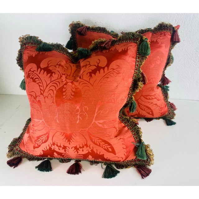 2020s Vintage Scalamandre Classic Tasseled Silk Pillows/Pair For Sale - Image 5 of 11