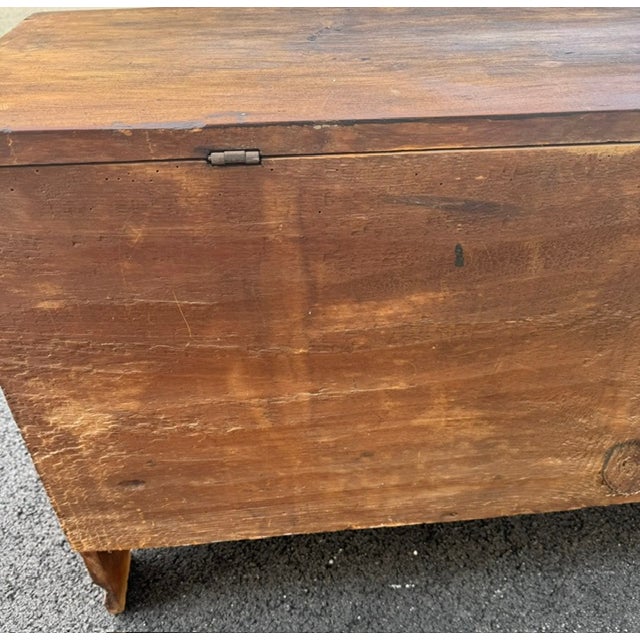 Wood Antique Early 19th Century 6 Board Pine Blanket Chest For Sale - Image 7 of 11