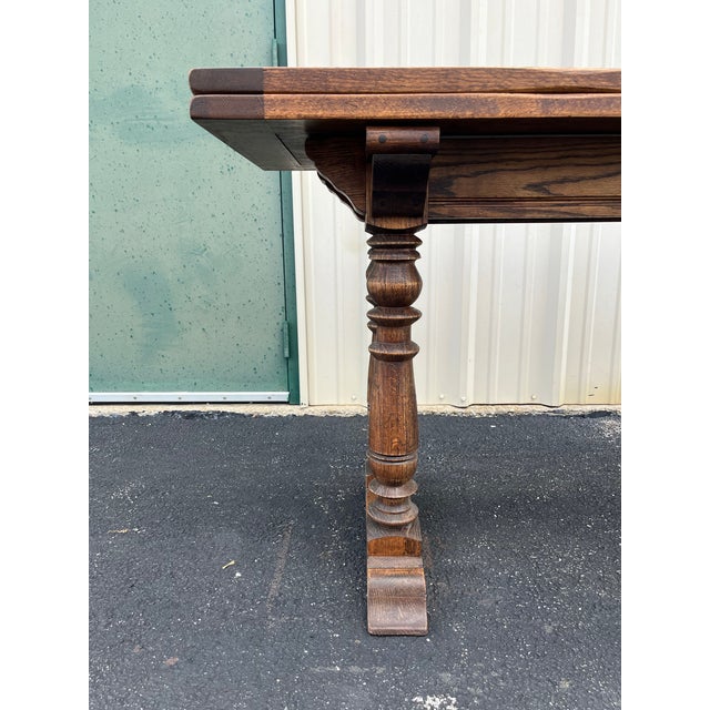 Rustic Tavern Oak Flip Top Dining Console Table For Sale - Image 12 of 12