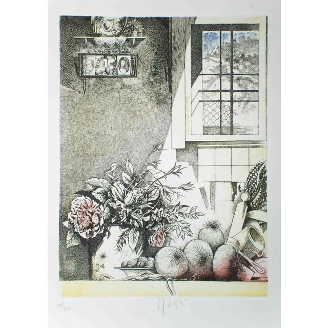 Interno con Sacrocuore - Original Etching by Mario Logli - 1986 1986 For Sale