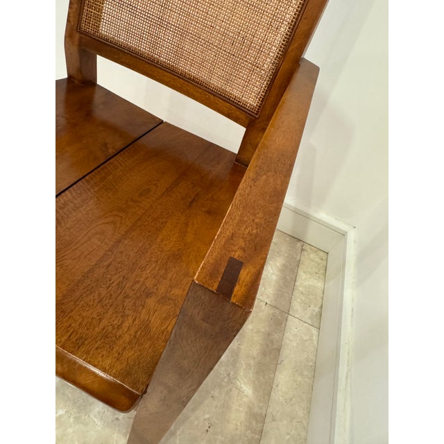 Crate and Barrel Solid Wood Desk With Caining and Matching Chair For Sale - Image 13 of 18