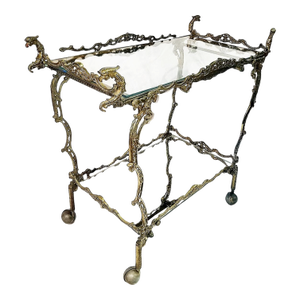 1960s Brass Dragon Tea Bar Cart