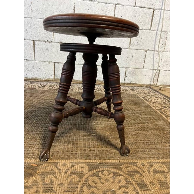 19th Century 19th Century Antique Claw and Ball Foot Piano Stool For Sale - Image 5 of 10