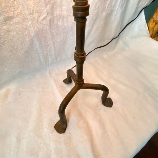 Iron Three Leg Lamp With Copper Shade For Sale - Image 11 of 11