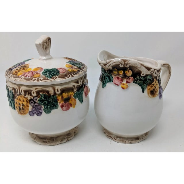 Ceramic Vintage 1950s European Ceramic Sugar and Creamer Set - Two (2) Pieces For Sale - Image 7 of 11