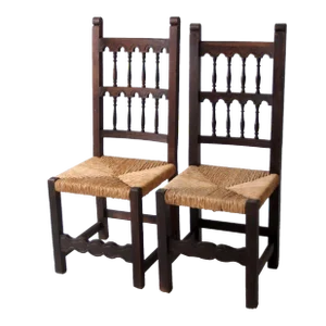 Antique Rush Seat Chairs Pair