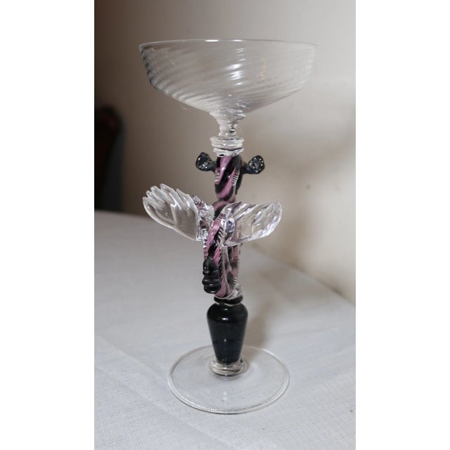 1990s Share Hand Blown Dragon Venetian Murano Art Studio Glass Goblet Chalice Stemware Cup For Sale - Image 9 of 11