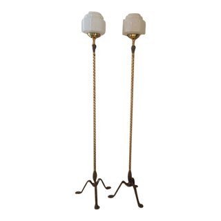 Vintage 1920s Art Deco Floor Lamps - a Pair For Sale