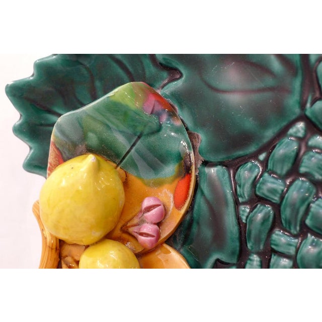 Mid-Century Barbotine Fruit Bowl with Leaves and Lemons, 1960s For Sale - Image 11 of 12
