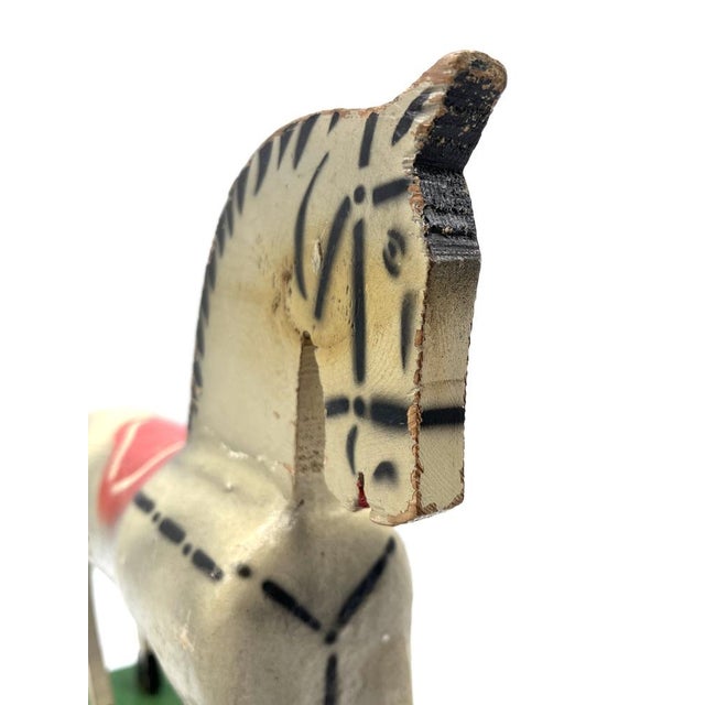 Plastic Vintage Wooden Horse on Rolling Board, 1930s For Sale - Image 7 of 15
