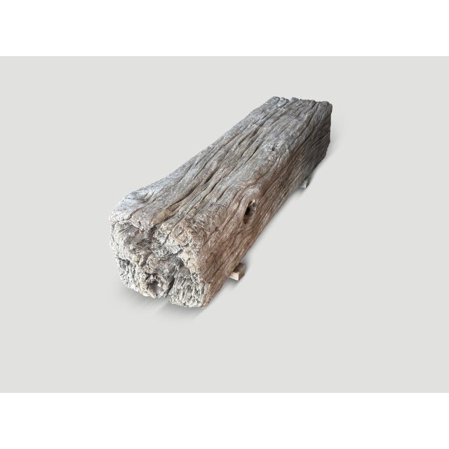 Contemporary Andrianna Shamaris Teak Wood Log Style Sculptural Bench For Sale - Image 3 of 5