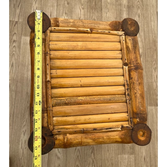 1960s Mid Century Nightstand Cabinet With Shelf Elephant Bamboo Wicker Tiki Style For Sale - Image 11 of 12