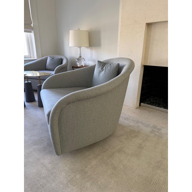 1970 Wool Upholstered Large Swivel Chair For Sale - Image 4 of 5