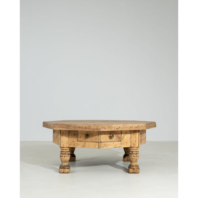 French Provincial 1970-1979 France Weathered Honey Oak Carved Oak Coffee Table For Sale - Image 3 of 10