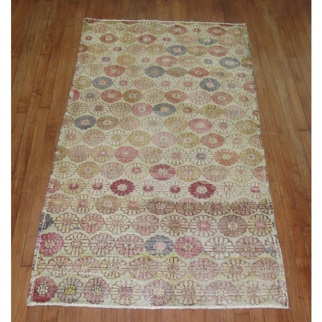 1960s Worn Turkish Deco Rug For Sale - Image 4 of 6