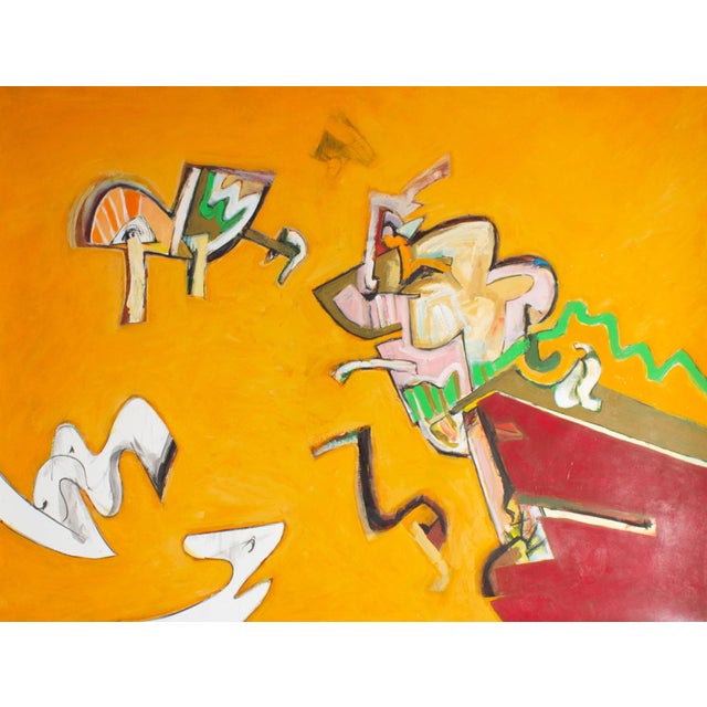 An acrylic on paper painting by the American artist James L. Bruch (1942-2023). The painting exhibits graffiti like shapes...