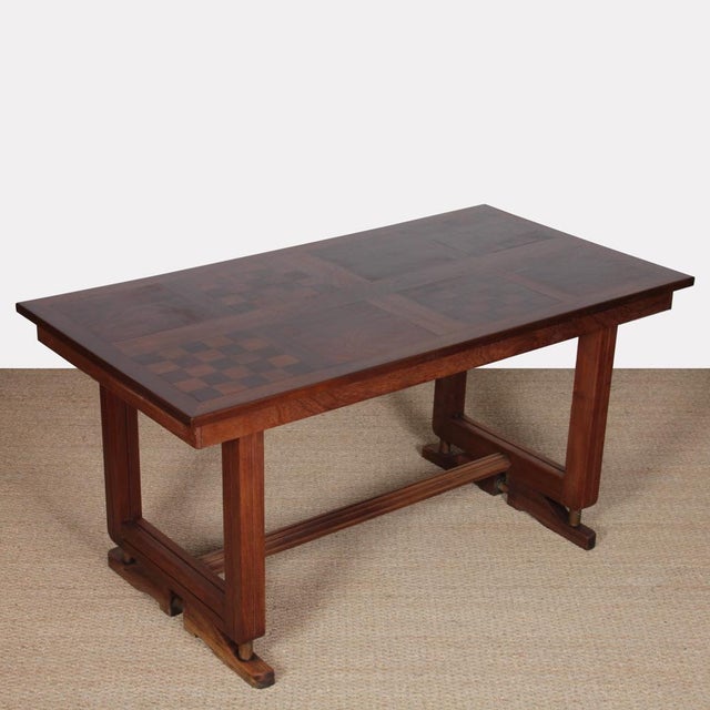 1940s French Dining Table in Wood and Brass, 1940 For Sale - Image 5 of 12