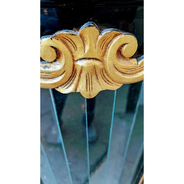 Vintage Victorian Credenza Marquetry Display Cabinet Carved and Painted by Hand For Sale - Image 10 of 14