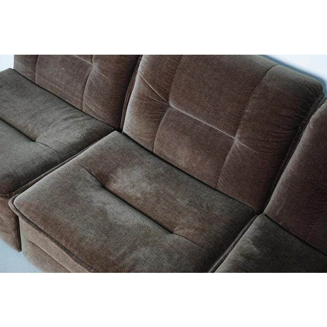 Vintage Brown and Green Velvet Modular Sofa, Set of 3 For Sale - Image 12 of 16