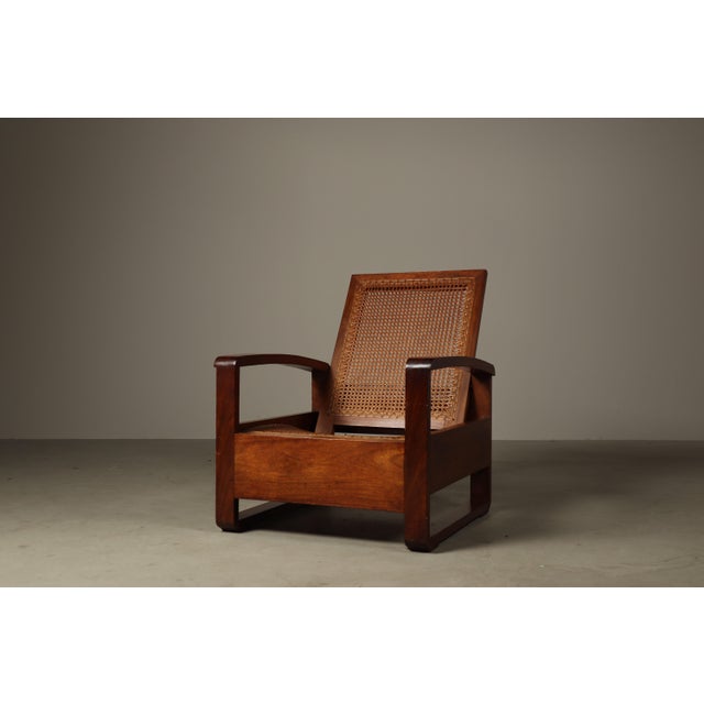 Modern Mid-Century Architectural Teak Lounge Chair with Cane Seat, 1950s For Sale - Image 3 of 16