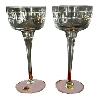 Vintage Hand-Cut Turkish Crystal Candleholders by Prelude – Set of 2 - 8" For Sale
