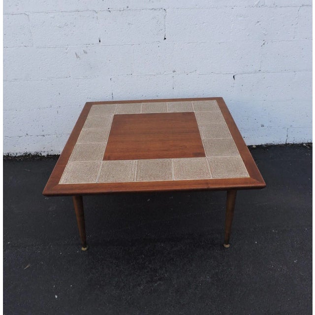 Brown Mid Century Modern Tiled Coffee Table For Sale - Image 8 of 11