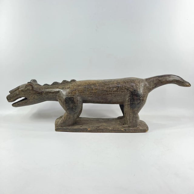 African Early 20th Century Baule Hyena Wood Figure Côte d’Ivoire For Sale - Image 3 of 11
