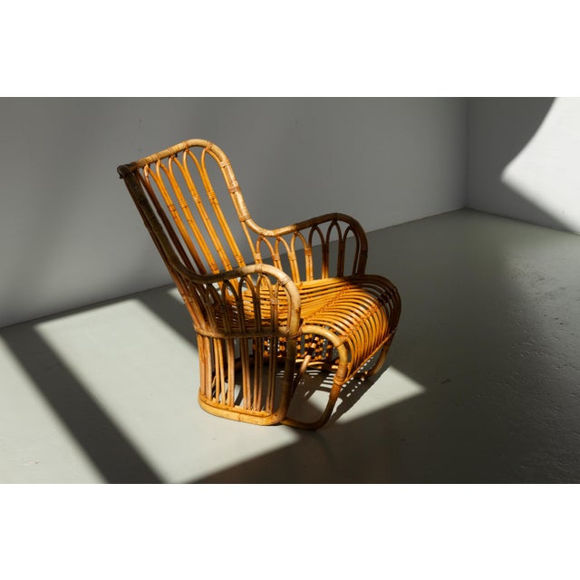 Wood Danish Rattan Lounge Chair by Tove Kindt-Larsen for R. Wengler, 1940s For Sale - Image 7 of 18