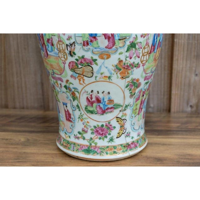 Large Antique Chinese Qing Dynasty Famille Rose Porcelain Vase, 1800s For Sale - Image 13 of 18