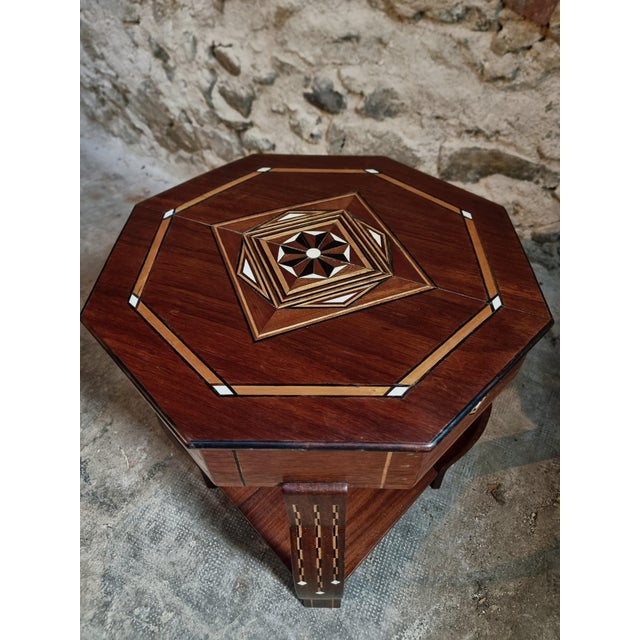 Inlaid Side or Sewing Table in Mahogany and Mixed Woods, France, 1930s-1950s For Sale - Image 13 of 18