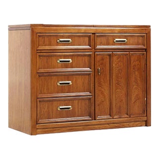 Thomasville Contemporary Walnut Bar Cart Server Credenza For Sale