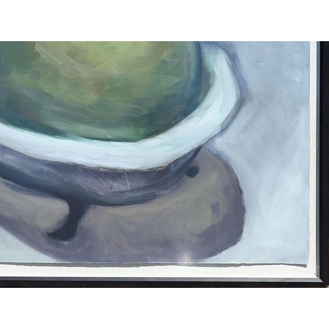 Contemporary Abstract Surrealist Painting of a Green Pear in a Bathtub, 21st Century For Sale In Houston - Image 6 of 10