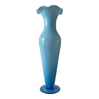 17" Mid Century Cased Empoli Vase For Sale