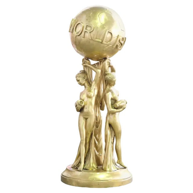 20th Century Gilt Bronze the World Is Yours Statue For Sale