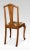 Pair of walnut side chairs the shaped back splat. Above drop-in upholstered seats and standing on cabriole supports....