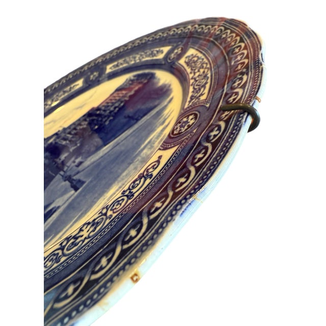 Vintage Royal Doulton Flow Blue Library of Congress Architectural Transferware Plate For Sale - Image 10 of 12