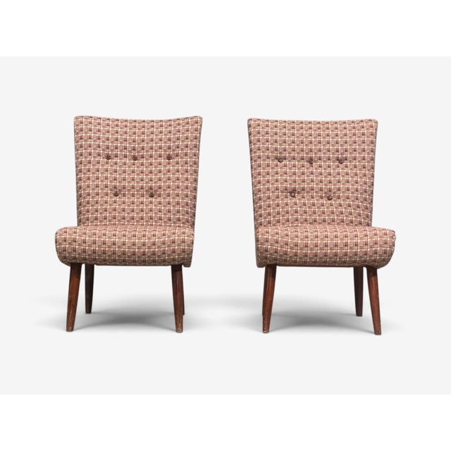 1940s Swedish Modern, Slipper Chairs, Birch, Fabric, Sweden, 1940s For Sale - Image 5 of 11