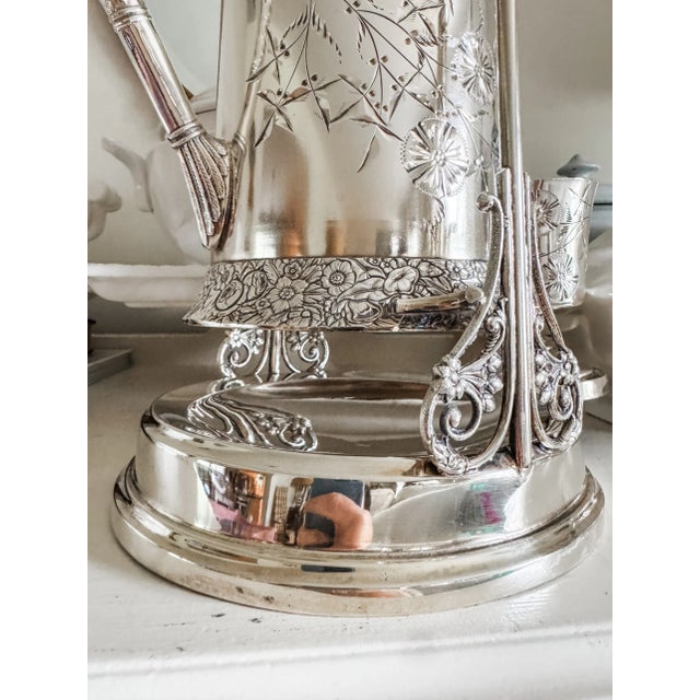 Rare Monumental Victorian c.b. Barker Quadruple Plate Water Set With Original Stand & Matching Goblet For Sale - Image 9 of 16