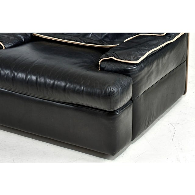 1970s Pair Guido Faleschini Black Leather Lounge Chairs, Italy 1970 For Sale - Image 5 of 12