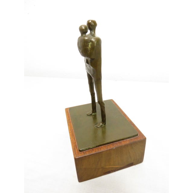 Signed Ray Jensen Bronze Modernist Art Sculpture ~ Figure W/ Child ~ Pacific Northwest For Sale - Image 12 of 16