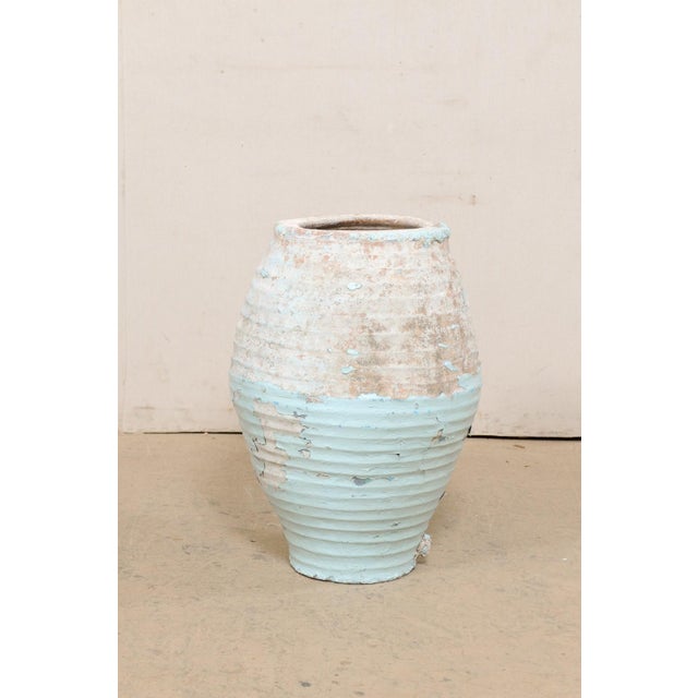 19th Century Spanish Rustic Blue Glazed Clay Jar For Sale - Image 4 of 10
