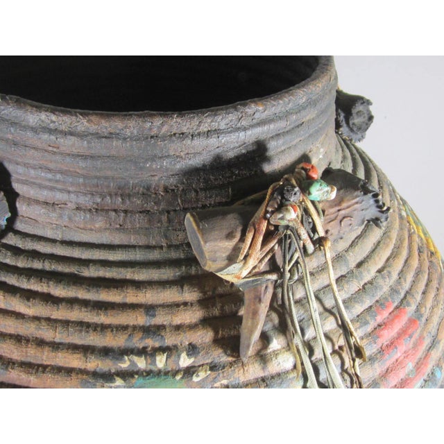 Burnt Umber Large Robert Rivera Basket W/ Painted Dancers & Horns For Sale - Image 8 of 15