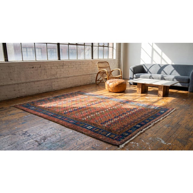 Red 1880s Red Geometric Tribal Antique n.w. Persian Rug 3'10" X 5'10" Handknotted Wool Carpet For Sale - Image 8 of 9