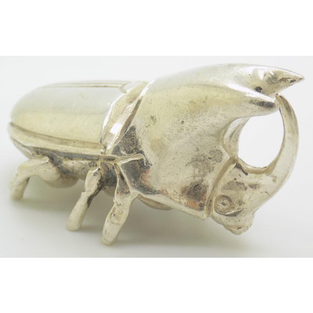 Vintage Italian Handmade Genuine Silver 1940s 1950s Rare and Heavy Hercules Beetle Figurine For Sale - Image 4 of 15